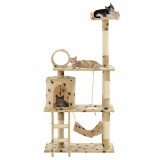 VidaXL Ansamblu pisici, st&acirc;lpi funie sisal,140 cm bej, imprimeu lăbuțe