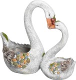 Decor gradina MagicHome cu lebede din ceramica, 49x23x45 cm