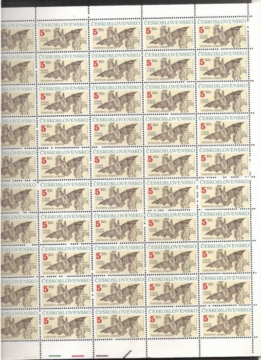 Czechoslovakia 1990 Bats, 50 stamps in bloc, MNH J.3