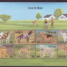 210-Republiva Centrafricana-1999 Animale Rase de caini-bloc cu 8 timbre MN H