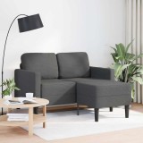 Gossi canapea cu 2 locuri cu sezlong in forma l gri inchis 125 cm in