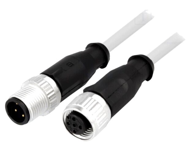 Cablu HARTING 4 pini PVC 0,5m pentru senzori și automatizări M12 mamă-tată