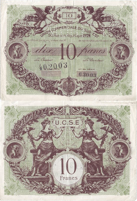 1920 (18 VIII), 10 francs (Jean Pirot JP-069-43x-Lyon-02) - Franța (Lyon) foto
