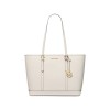 Geanta dama Michael Kors bej, piele, model shopper, 44x29x16 cm. Geanta de mana, umar, casual, office, cu logo si fermoar.