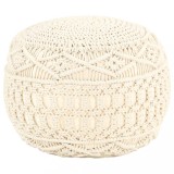 Taburet puf macrame lucrat manual, 45 x 30 cm, bumbac