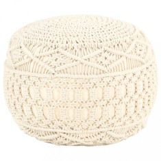 vidaXL Taburet puf macrame lucrat manual, 45 x 30 cm, bumbac