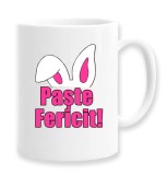 Cana alba personalizata &quot;Paste Fericit&quot;, INOVATIX&reg;. 330ml, Oem