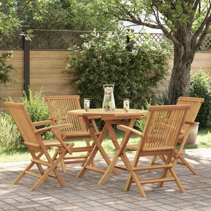vidaXL Set mobilier de grădină, 5 piese, lemn masiv de tec 3059582