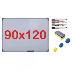 Pachet Tabla alba magnetica, 90x120 cm Premium + accesorii: markere, burete, magneti (7 ani Garantie)