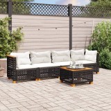 Gossi set mobilier de gradina cu perne, 5 piese, negru, poliratan