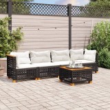 Set mobilier de gradina cu perne, 5 piese, negru, poliratan GartenMobel Dekor, vidaXL