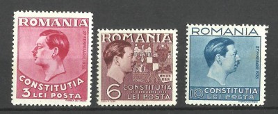 Romania 1938 -Lp 124 Constitutia 1938 - Serie MNH -MLH foto
