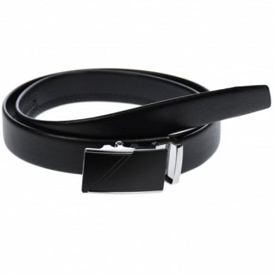 Curea din piele pentru barbati, catarama metalica fara ac, latime 3.5 cm, lungime reglabila, negru - LS243NSN foto