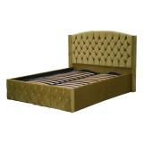 Pat Matrimonial Natalia tapitat cu somiera rabatabila diverse dimensiuni, culoare galben mustar - 180x200