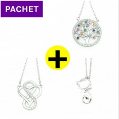 Pachet promo colier din argint cat + colier infinity sign + colier family tree