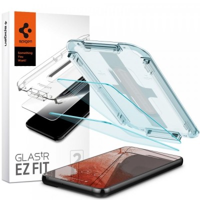 Folie de protectie Ecran Spigen GlastR EZ FIT pentru Samsung Galaxy S22 5G S901, Sticla Securizata, Full Glue, Set 2 bucati foto