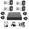 Sistem de supraveghere Uniview, 4 camere 2MP Microfon IR 20m, DVR Hibrid 4 canale 2MP, Hard 500GB, Accesorii SafetyGuard Surveillance