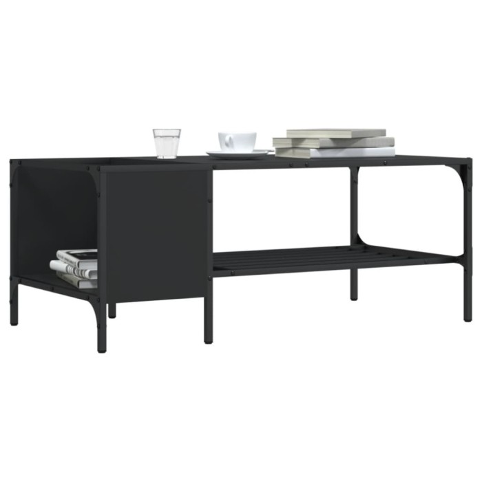 vidaXL Măsuță de cafea cu raft, negru, 100x51x40 cm, lemn 837732