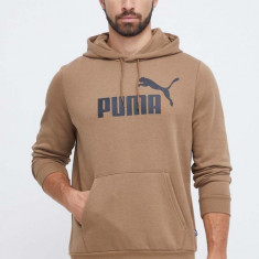 Puma bluză bărbați, culoarea maro, cu glugă, imprimeu 586687