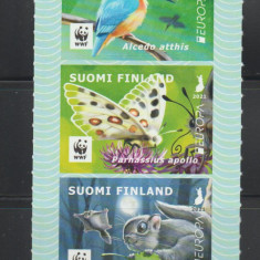 FINLANDA 2021 EUROPA CEPT -FAUNA WWF- Serie 3 timbre autoadezive MNH**