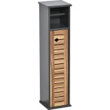 Dispenser / Suport H&acirc;rtie Mdf/Acacia 1 Ușă/1 Raft 75X18X18 Cm &ndash; Negru / Acacia | Mobilier Depozitare Baie