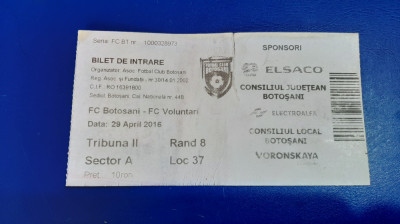 bilet FC Botosani + FC Voluntari foto