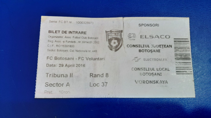 bilet FC Botosani + FC Voluntari