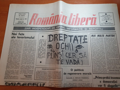 ziarul romania libera 7 februarie 1990- art.&amp;quot;coducatori noi cu vechi naravuri&amp;quot; foto