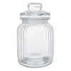 Recipiente Sticlă, Design &Icirc;n Relief, Capacitate 1L, Transparent, Borcan Cu Capac, Oem