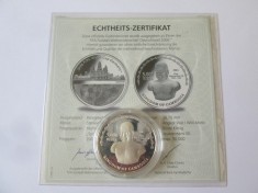 Rară! Cambodgia 3000 Riels 2004 Proof UNC arg.999:C.M.Fotbal,dm=39 mm,gr=31 gr