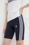 Adidas pantaloni scurți femei, culoarea bleumarin, cu imprimeu, medium waist HF5955