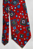 Cravată roșie cu modele geometrice - mătase naturală 100%, Rosu