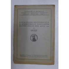 O SCRISOARE NECUNOSCUTA A DOMNITORULUI CONSTANTIN MAVROCORDAT DIN ANUL 1740 de HANS PETRI , 1940