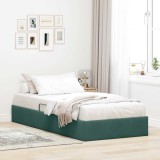 vidaXL Pat cu storage cu headboard Verde &icirc;nchis 100 x 200 cm Catifea 3442865