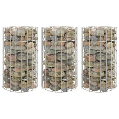 vidaXL Strat &amp;icirc;nălțat gabion 3 buc. &amp;Oslash;30x50 cm oțel galvanizat circular foto