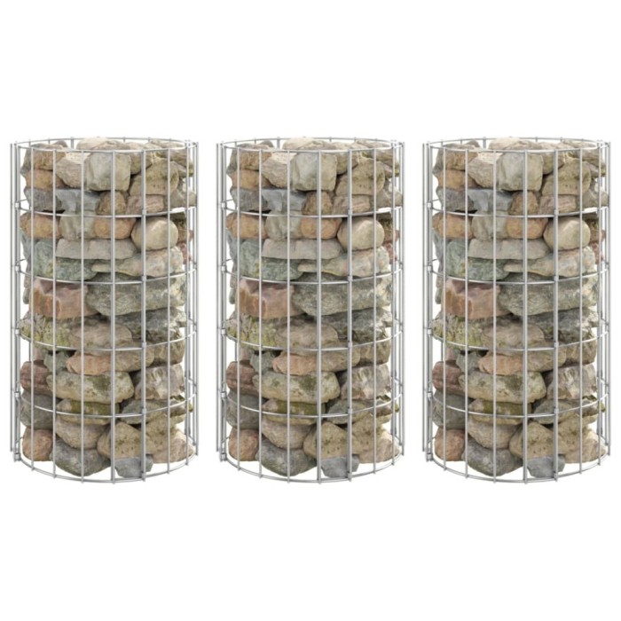 vidaXL Strat &icirc;nălțat gabion 3 buc. &Oslash;30x50 cm oțel galvanizat circular