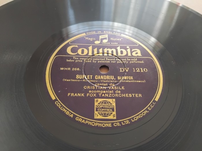 Disc patefon/gramofon Cristian Vasile - Suflet candriu/Rosita, DV 1210, impecabil