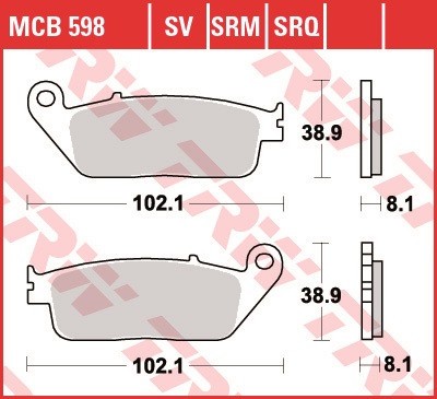 Set placute frana TRW MCB598SRM - Honda CB 400-600-1000 - CBR 750 - VT 1100 Shadow - Kymco People - Xciting- Suzuki GSF - GSX 400cc foto