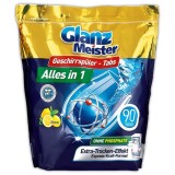Cumpara ieftin Capsule Vase Glanz Meister, 90 buc, Originale, Curatare Profunda, Parfum Lamaie, Protectie Anticalcar, Fara Fosfati