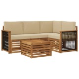 vidaXL Set de canapele de exterior 5 pcs Natural și Bej 3384324