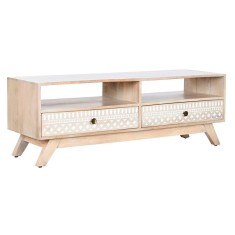 Mobilă TV DKD Home Decor Alb Natural Lemn de mango 130 x 40 x 45 cm