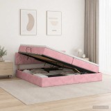 Cumpara ieftin Pat cu storage cu headboard Roz 200 x 200 cm Catifea