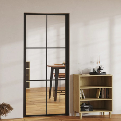 vidaXL Ușă de interior, negru, 93x201,5 cm, sticlă ESG și aluminiu foto