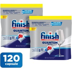 Detergent capsule pentru masina de spalat vase Finish Quantum All in 1, 2x60 buc, 120 spalari