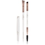 Luvia Cosmetics Prime Vegan Brow Kit set pentru aranjarea spr&acirc;ncenelor Pearl White / Metallic Coffee Brown