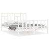 Cadru de pat cu tablie, alb, king size, lemn masiv