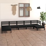 VidaXL Set mobilier de grădină, 7 piese, negru, lemn masiv de pin