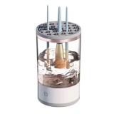 Aparat automat curatare pensule machiaj, functie ultrasonica 7000 RPM, uscare si igienizare rapida, incarcare USB, design compact transparent