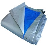 Prelata impermeabila rezistenta UV, 6x10 metri, 180 g/mp, inele de prindere, argintiu-albastru, DSH, 104206