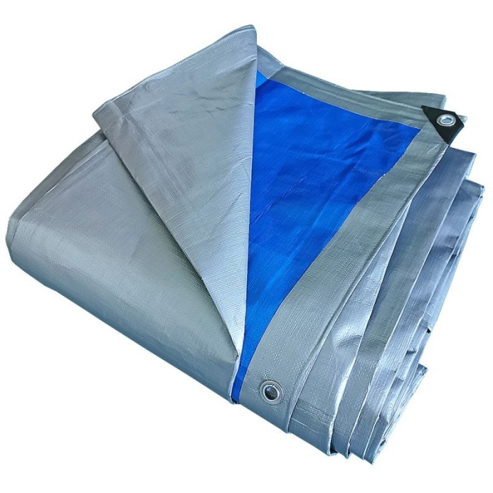 Prelata impermeabila rezistenta UV, 6x10 metri, 180 g/mp, inele de prindere, argintiu-albastru, DSH, 104206
